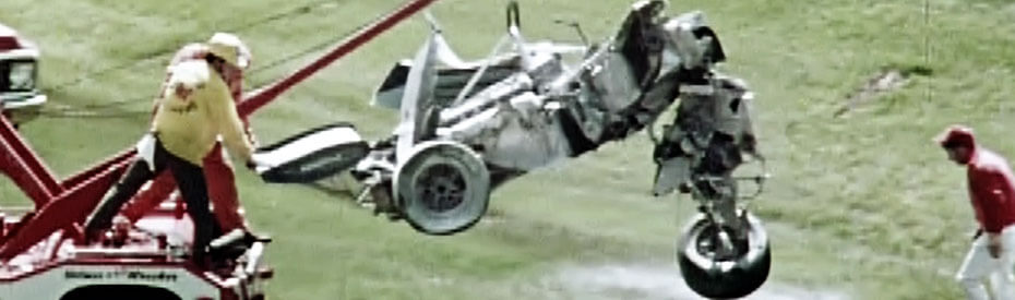 Picture of a tow truck lifting a wreck off the track Rapid Response.